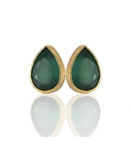 Kadir Jewellery 22 Ayar Altın Kaplama Kadın Minimal Küpe -El İşçiliği Ve Hipoalerjenik Küpe (K.Yeşil)