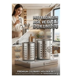 Inox Paslanmaz Çelik 2’Li Kaşıklık Seti - 1Mm Dayanıklı Tezgah Üstü Organizer 723142