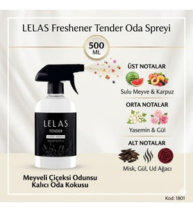 LELAS Freshener Tender Oda Spreyi 500 ML – Meyveli Çiçeksi Odunsu Oda Kokusu - 1801