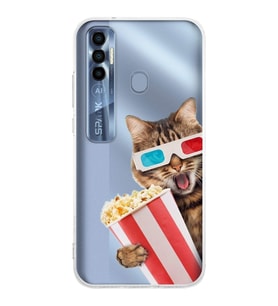 PrintiFy Tecno Spark 7 Pro ile Uyumlu 1mm Slim Fit Kedi 1 050b Baskılı Şeffaf  Kılıf