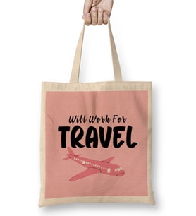 funny Travel gift design lover-Trippin Wanderlust Journey Adventurer Vacation Bez Çanta Uzun Saplı