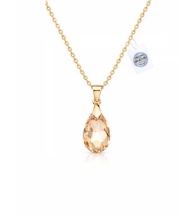 925 Ayar Swarovski Taşlı Golden Shadow 16mm Crystal Kadın Gümüş Kolye