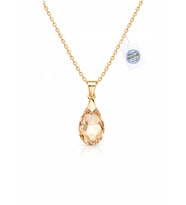 925 Ayar Swarovski Taşlı Golden Shadow 16mm Crystal Kadın Gümüş Kolye