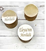 Yuvarlak Gold Pleksi Isimlik Etiket Düğün Söz Nişan Mevlid Sünnet Süsleme Malzemesi 20 Adet