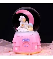 Masallar Diyarında Unicorn Işıklı Müzikli Püskürtmeli Büyük Boy Kar Küresi Pembe
