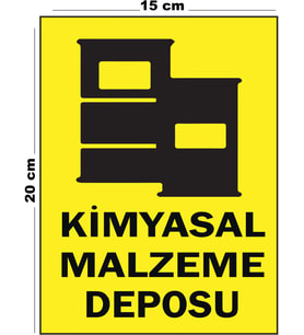 Metal Kimyasal Malzeme Deposu 15 cm x 20 cm Uyarı Levhası Yönlendirme Tabelası