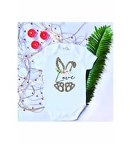 Unisex Bebek Baskılı Love Tavşan Leopar %100 Pamuklu Çıtçıtlı Body Zıbın