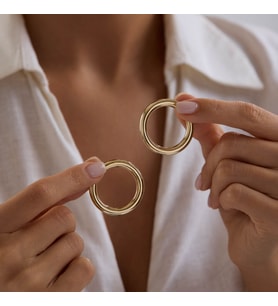 14K Altın Halka Küpe 4 mm 3.5 cm