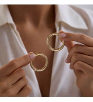 14K Altın Halka Küpe 4 mm 3.5 cm
