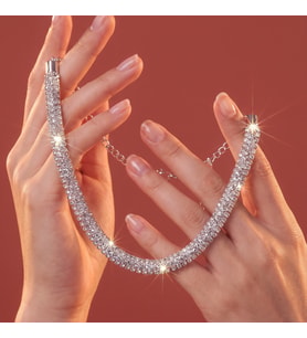 Valmont Accessories Kristal Taşlı 25+10 cm Choker Işıltılı Şık Kadın Yuvarlak Boru Tasma Kolye