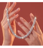 Valmont Accessories Kristal Taşlı 25+10 cm Choker Işıltılı Şık Kadın Yuvarlak Boru Tasma Kolye