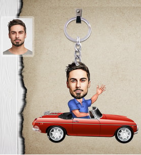 Kişiye Özel Sürücü Karikatürlü  Ahşap Anahtarlık Bay-1-Eco