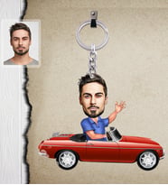 Kişiye Özel Sürücü Karikatürlü  Ahşap Anahtarlık Bay-1-Eco