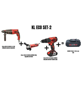 KLEco Set-2 (820 W 26 MM 3.0 J SDS PNÖMATİK MATKAP+750 W 115 MM AVUÇ TAŞLAMA+ŞARJLI DARBELİ MATKAP)