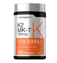 Horbaach (Ösg Özel Sporcu Gıdaları) Vitamin D3 K2 5000 iu 100mcg MK-7 Complex 180 Softgel.Abd Menşei.