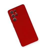 Newface Samsung Galaxy S21 Ultra Kılıf Nano içi Kadife Silikon - Kırmızı