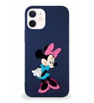 Apple iPhone 12 Soft Premier Kapak Minnie Mouse-F Tasarımlı Silikon Kılıf - Lacivert (Şeffaf)