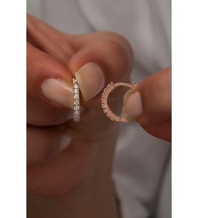 925 Ayar Gümüş 15 mm Zirkon Taşlı Tamtur Küpe