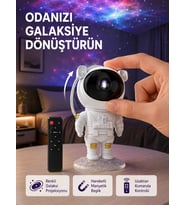 Astronot Şekilli Galaxy Projeksiyon Lambası Nebula Efektli Dekoratif Lamba