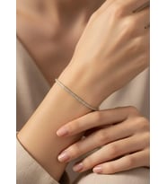 Çelik Gold Mini Yuvarlak Taşlı Su Yolu Bileklik - 26slb35