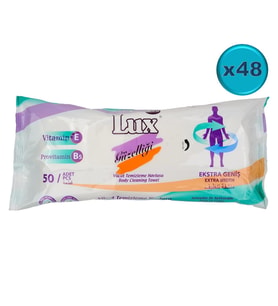 Lüx Hasta Vücut Temizleme Islak Mendil Havlu 50 Yaprak XL (48 Li Set)