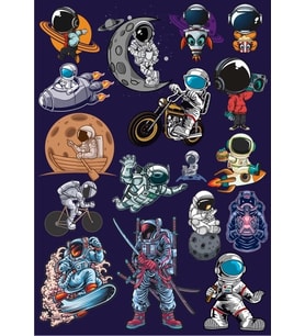 Astronot Sticker Set 16 Parça Telefon, Tablet, Defter, Laptop Sticker