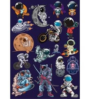 Astronot Sticker Set 16 Parça Telefon, Tablet, Defter, Laptop Sticker