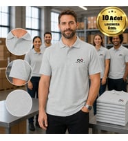 Logonuza Özel 10 Adet Gri Polo Yaka Tişört - Pamuk Unisex Kurumsal Tişört