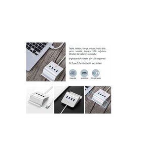 FLY 4'LÜ USB ÇOKLAYICI HUB ŞARJ STANDI,PC-MAC UYUMLU 1X TYPE-C ÇIKIŞLI