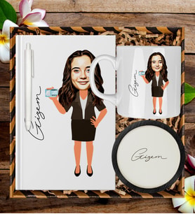 Kişiye Özel Karikatür Tasarım Defter Kalem Kupa Ve Bardak Altlığı Hediye Seti 96308