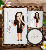 Kişiye Özel Karikatür Tasarım Defter Kalem Kupa Ve Bardak Altlığı Hediye Seti 96308