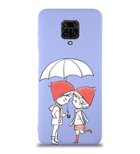 Xiaomi Redmi Note 9s Uyumlu Lansman Kılıf Aşk Tasarımlı İçi Kadife Kapak-Lila (Şeffaf)