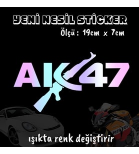 ak47 ön arka cam uyumlu 2adet oto sticker - ışıkta renk değiştiren hologram sticker yapıştırma