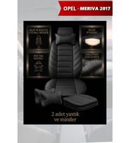 opel meriva 2017 Koltuk ve Kılıf uyumlu Lüks Minder Siyah Yastık 2 Minder 2 Yastık