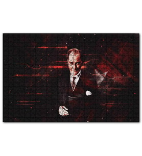 Cakapuzzle Atatürk ve Türk Bayrağı Hologram Arka Plan  Puzzle Yapboz MDF (Ahşap) (120 Parça)