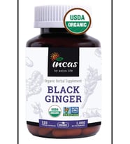 INCAS USDA Organic Thai Black Ginger for Men 500mg  120 Vegan Capsul Non GMO Verified  First & Only Organic Certified Kaempferia Parviflora Thai Ginseng (Renksiz)