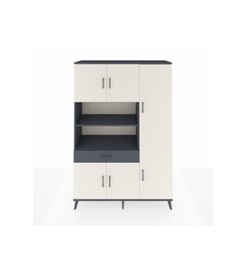 Hyperion Dolap 10 Raflı Tek Çekmeceli 6 Kapaklı 132x44x195 Antrasit-Aytaşı/Antrasit