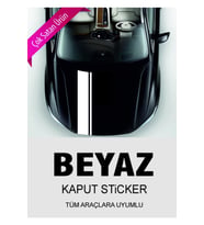Universal Oto Kaput Şerit Sticker Beyaz 65*15 Cm
