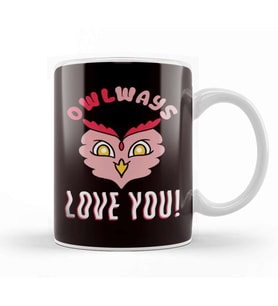 Owl Always Love You Heart Valentines Day Couple Kupa Bardak Porselen