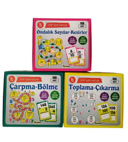 Dört işlem kartlar dördüncü sınıf için matematik seti çarpma bölme toplama çıkarma ondalık sayılar kesirler yaz sil matematik seti