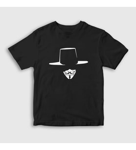 Presmono Unisex Çocuk Siyah Revolution Film V For Vendetta T-Shirt 256239tt