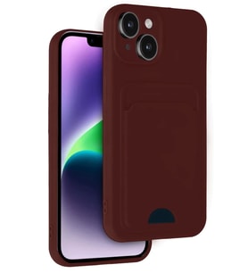 Newface Apple iPhone 14 Kılıf Kelvin Kartvizitli Silikon - Bordo