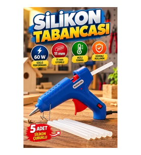 60 W Silikon Tabancası 11 mm Uyumlu 5 Adet Silikon Çubuklu Yapıştırma Seti