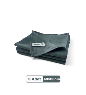 Mikrofiber Cam Bezi 3 Parça Genel Temizlik Bezi Mutfak Banyo Yüzey 3'lü Koyu Gri