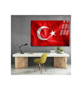 Türk Bayrağı Görseli Cam Tablo Ev Ofis Okul Tablosu Ay Yıldız Duvar Tablosu