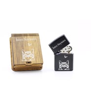 Kişiye Özel Zippo Tarzı Benzinli Metal Çakmak - Kedi Temalı
