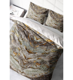 Lastikli Çarşaflı %100 Pamuk Saten Çift Kişilik Nevresim Takımı Marble