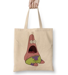 Surprised Patrick Süngerbob Bez Çanta Uzun Saplı