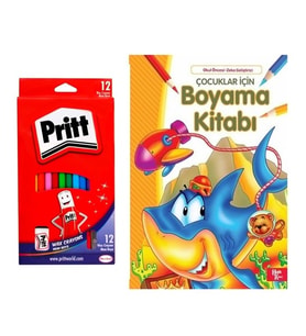 Pritt Silinebilir Mum Boya ve Boyama Kitabı 2 li set