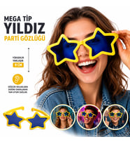 Mega Tip Yıldız Parti Gözlüğü Sarı Renk